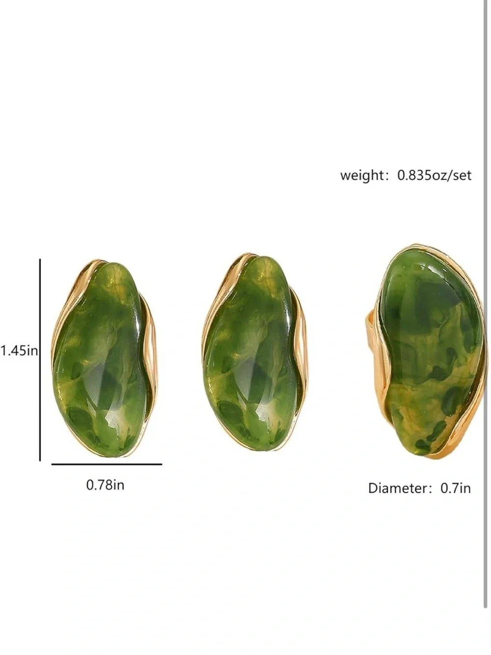Verde Lumiere Sculptural Jade Statement Jewelry Set